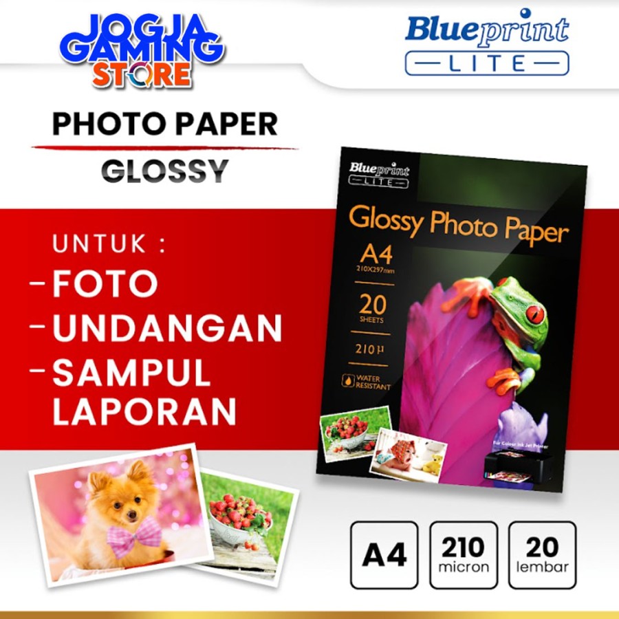 Kertas Foto Glossy Photo Paper Poto BLUEPRINT Lite A4 10R 210 Micron