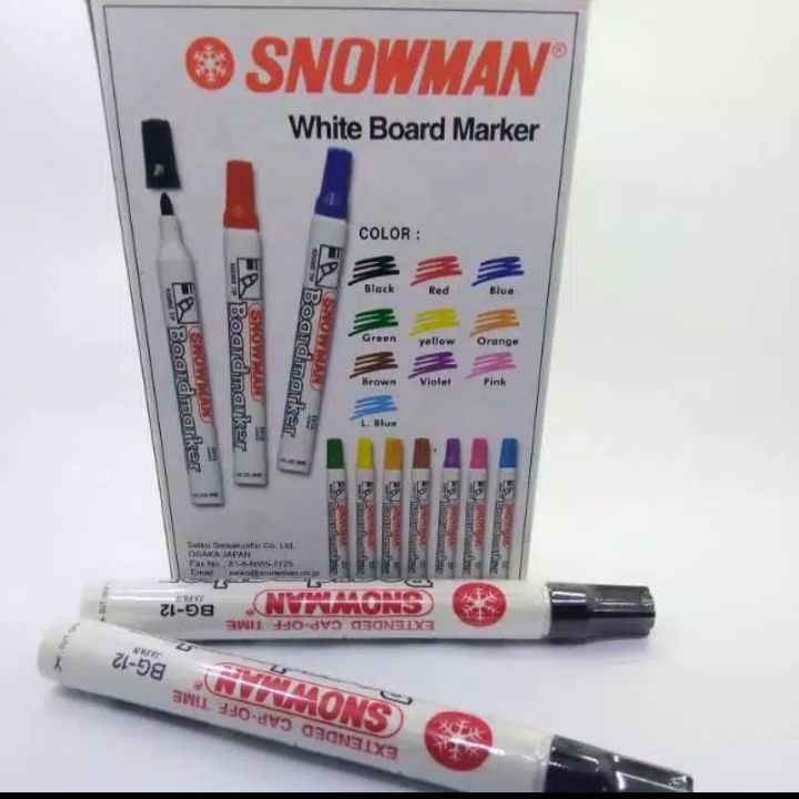 Spidol Snowman White Board Marker Per Kotak 12 PCS SIPLah