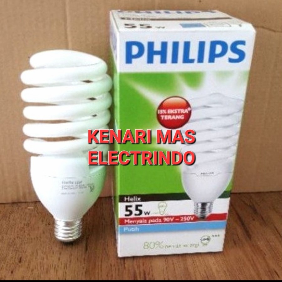 LAMPU PHILIPS HELIX 55W SPIRAL 55WATT E27 PHILIPS PUTIH SIPLah