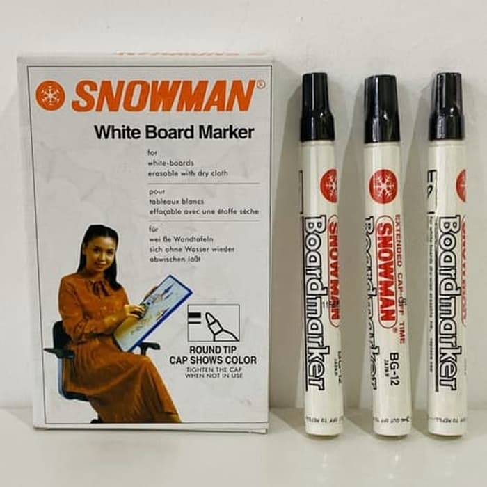 Spidol Snowman White Board Marker No Bg Tinta Hitam Siplah