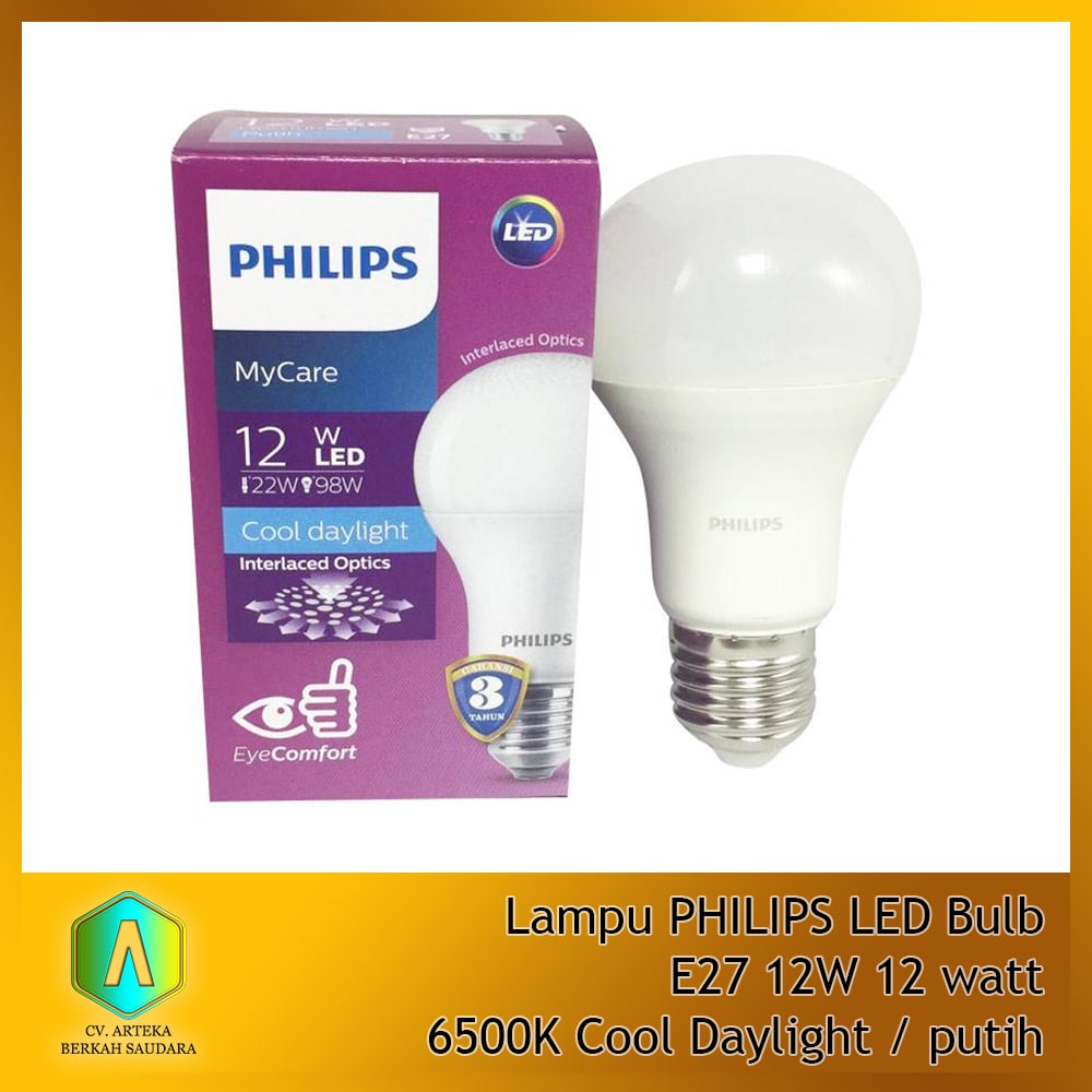 Lampu PHILIPS LED Bulb E27 12W 12 Watt 6500K Cool Daylight / Putih | SIPLah