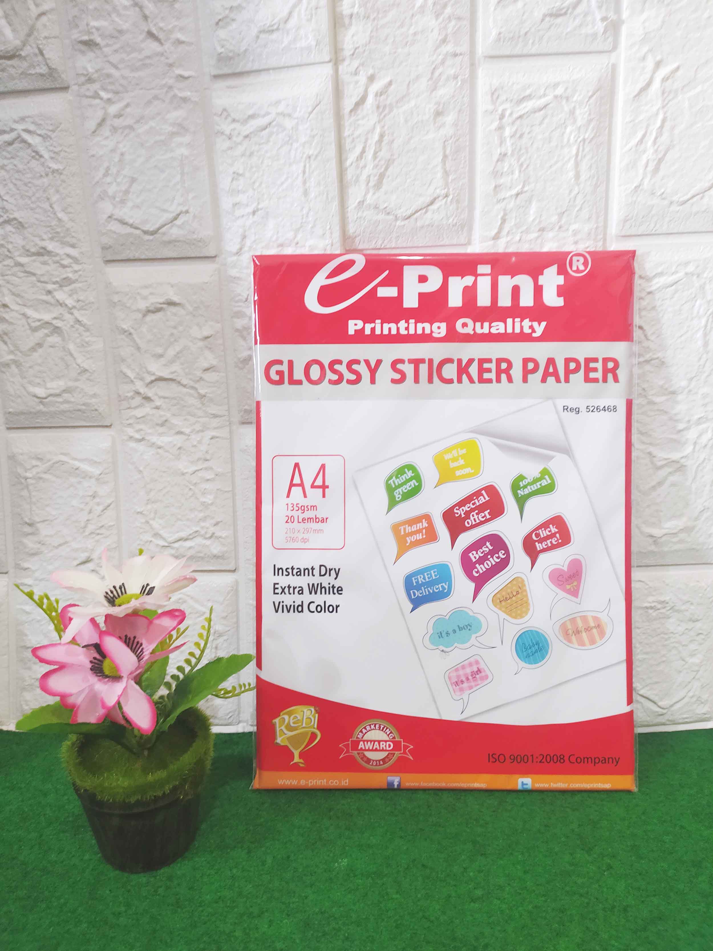 E-Print Glossy Sticker Paper A4 / Kertas Stiker Glossy A4 | SIPLah