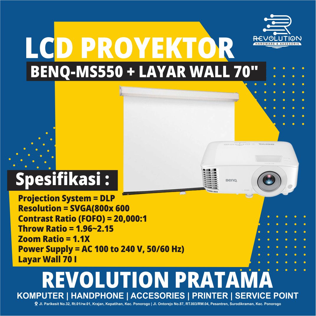 Lcd Proyektor Benq Ms550 Layar Wall 70 Siplah