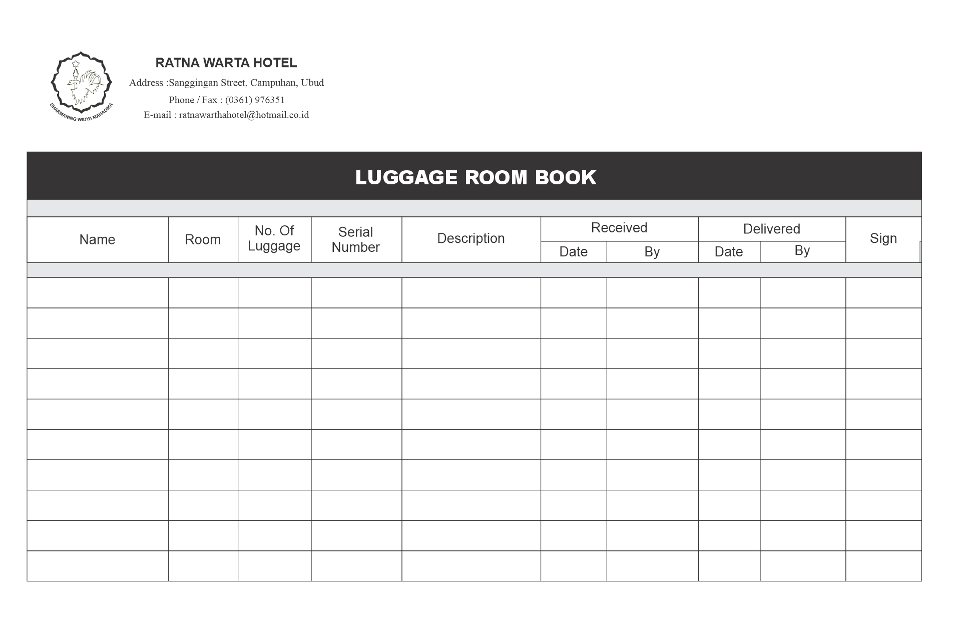 LUGGAGE ROOM BOOK SIPLah