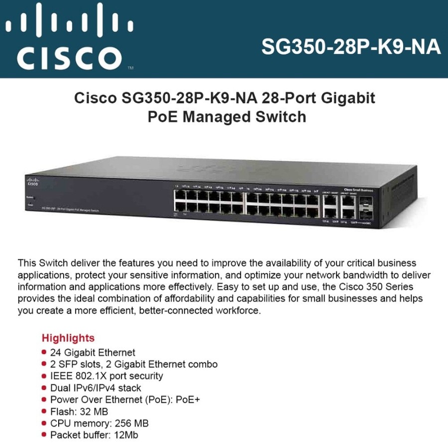 Cisco SG350-28P-K9-EU Managed Switch | SIPLah