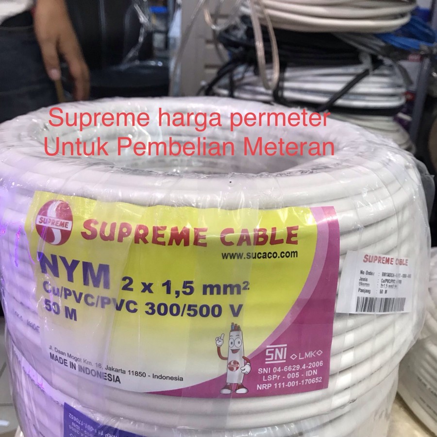 KABEL LISTRIK SUPREME NYM 2x1.5 METERAN | SIPLah