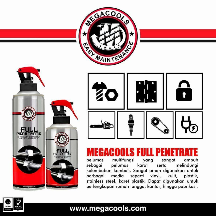 Megacools Full Penetrate 500ml Pelumas Anti Karat Megacools 500 Ml Siplah 5278