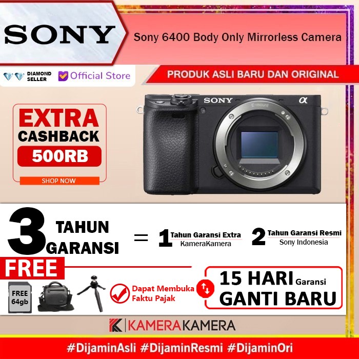 Camera Digital Sony Alpha 6400 Body Only Mirrorless Camera Resmi Sony