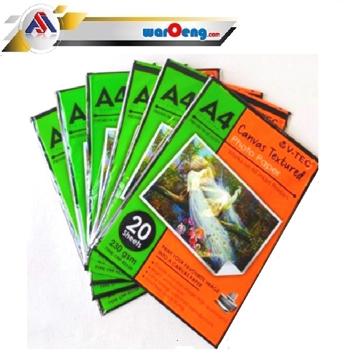 CANVAS PHOTO PAPER A4 / KERTAS FOTO KANVAS A4 VTEC TEXTURED SIPLah