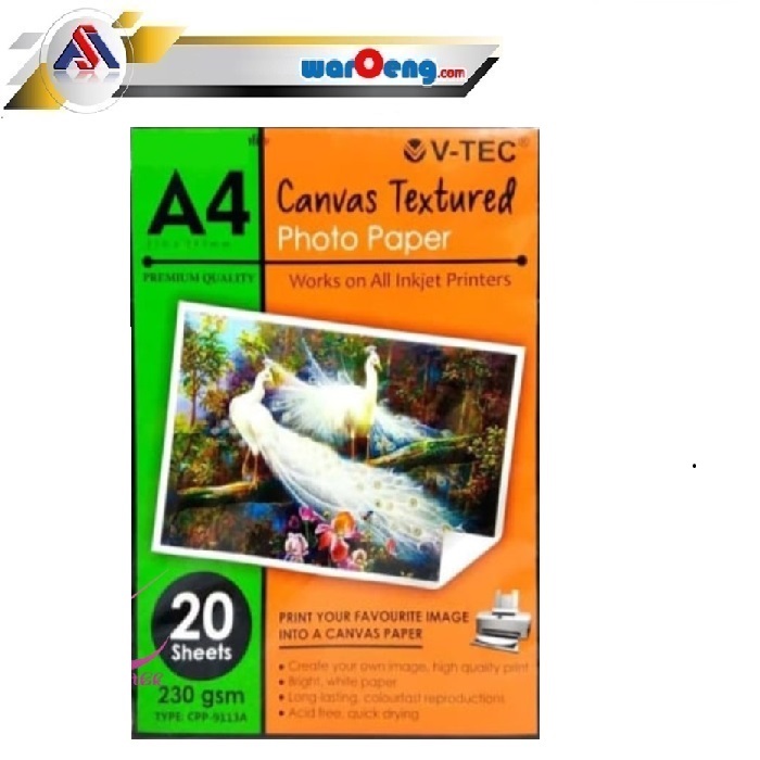 CANVAS PHOTO PAPER A4 / KERTAS FOTO KANVAS A4 VTEC TEXTURED SIPLah