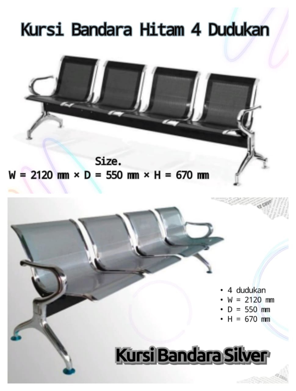 Kursi Bandara / Kursi Tunggu Besi 4 Dudukan | SIPLah