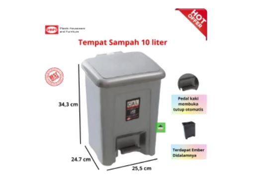 Tempat Sampah Injakstep On Dustbin 10 Liter 710 Shinpo Siplah 0942