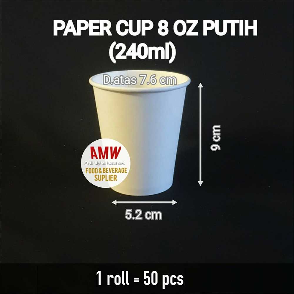 Gelas Kertas Hot Paper Cup 8 Oz Putih Tutup Isi 50 Siplah 6334