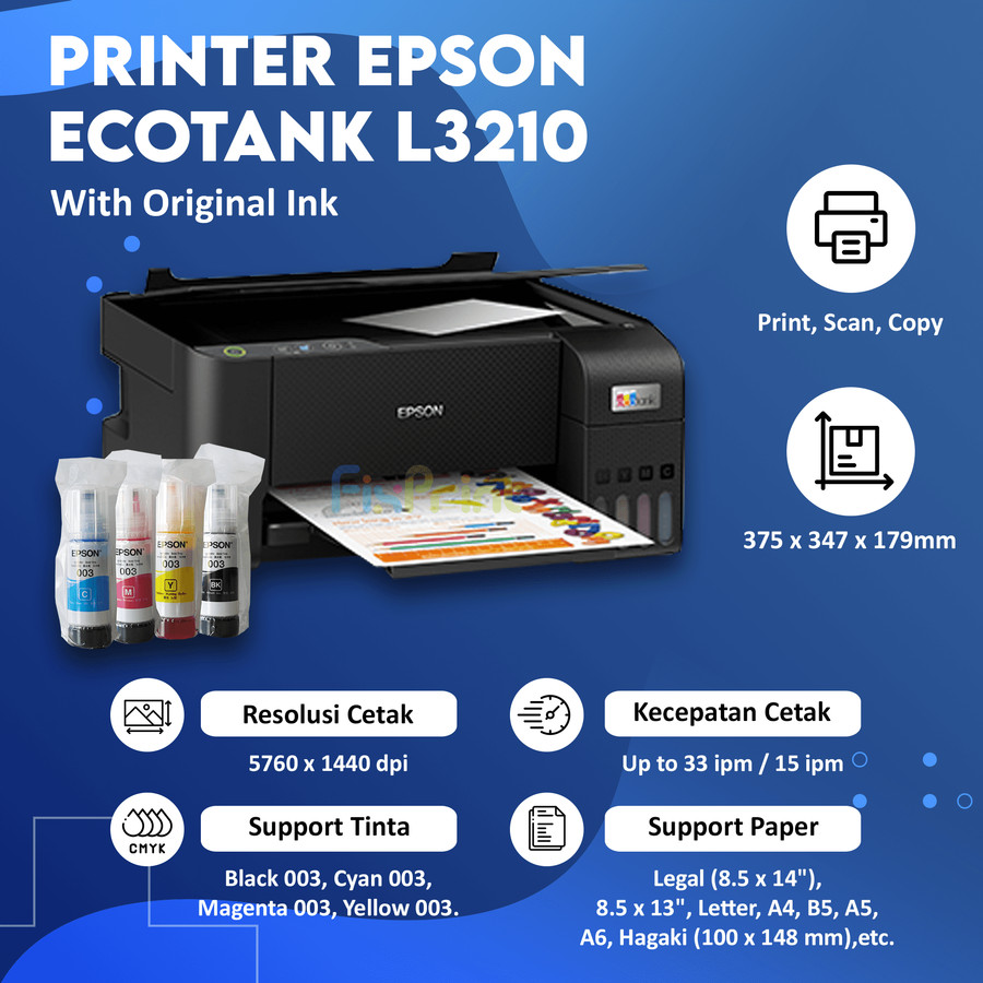 Printer Epson L3210 A4 Ecotank All In One Inktank Tanpa Tinta Siplah 9017