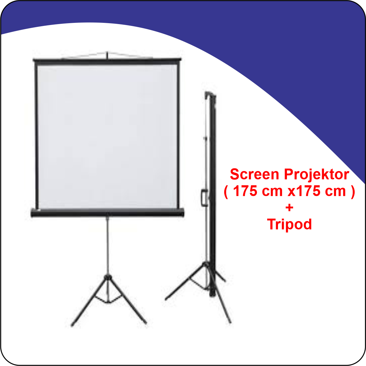 Layar Proyektor Tripod Screen Proyektor 175cmx175cm Siplah