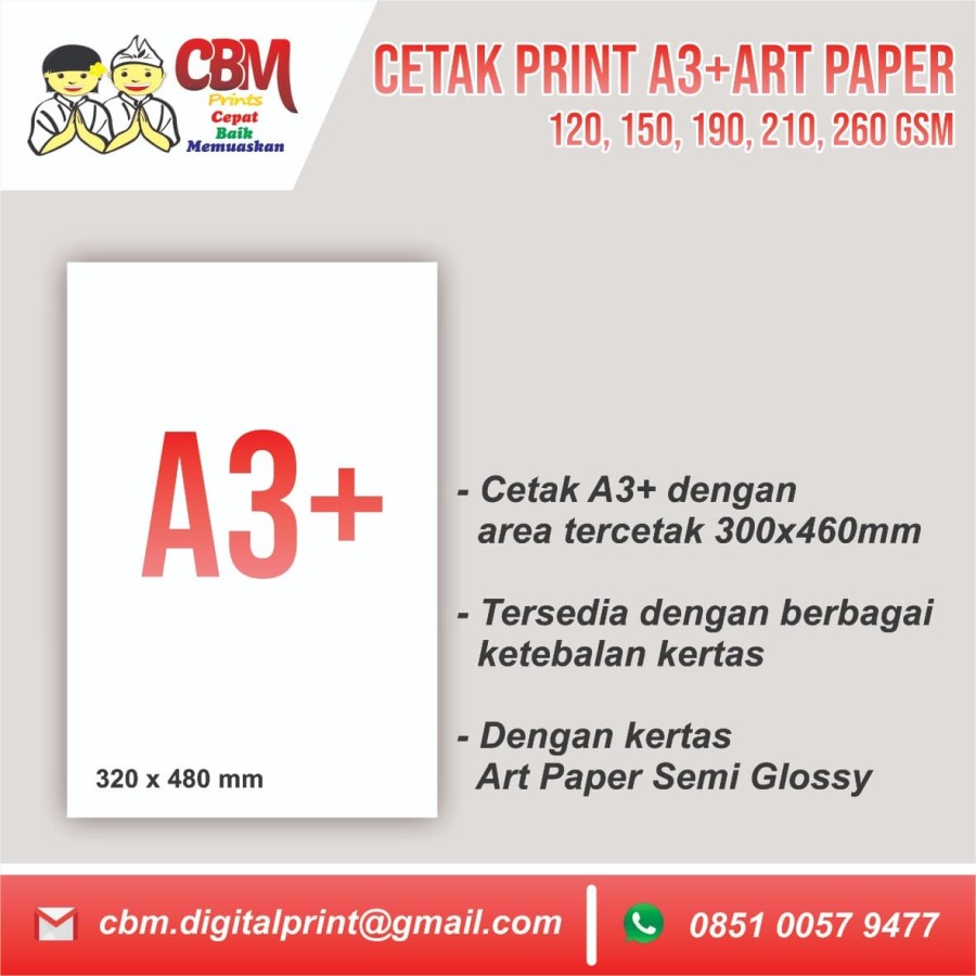 Cetak Print A3+ Color Warna Art Paper 150gsm SIPLah