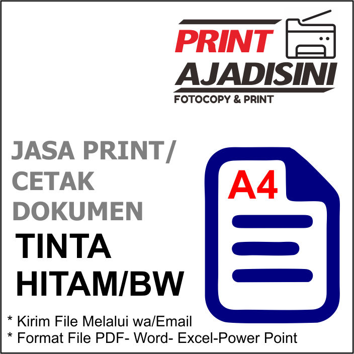 Jasa Print Dokumen Kertas A4 Tinta Hitam B W Siplah