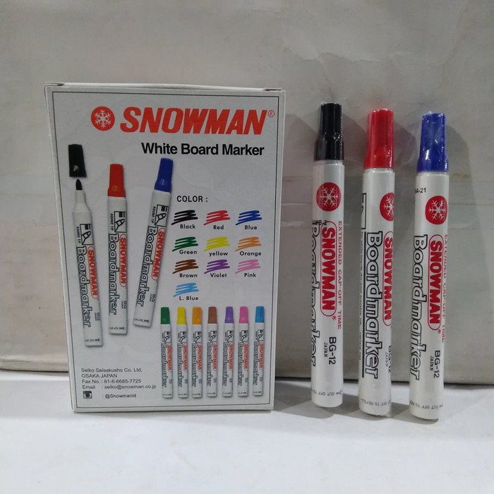 Spidol White Board Biru Merah Snowman 1 Kotak (Lusin) | SIPLah