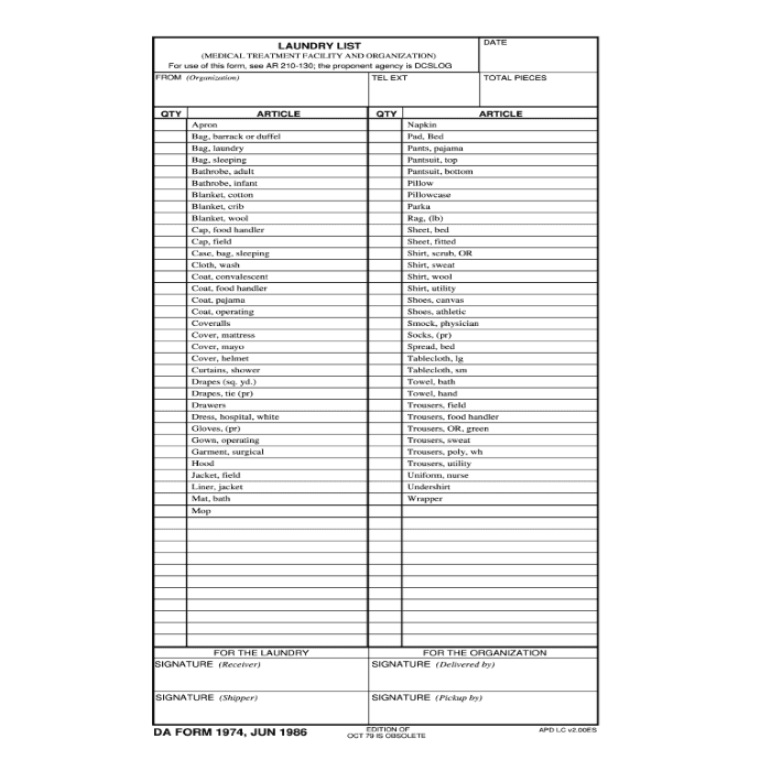 LAUNDRY LIST FORM SIPLah