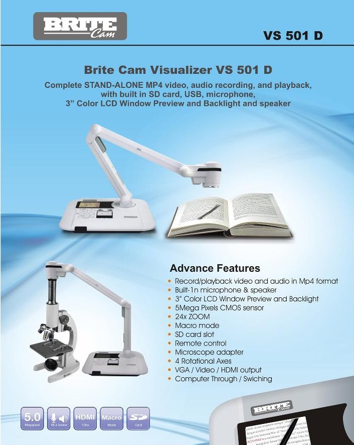 Document Camera Brite Cam Visualizer VS 501D SIPLah