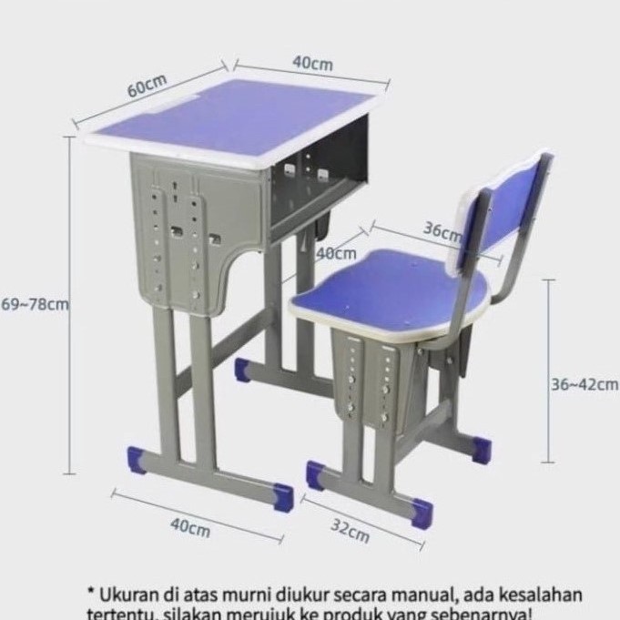 Meja Kursi Siswa Rangka Besi Celcius JP02 - Biru | SIPLah