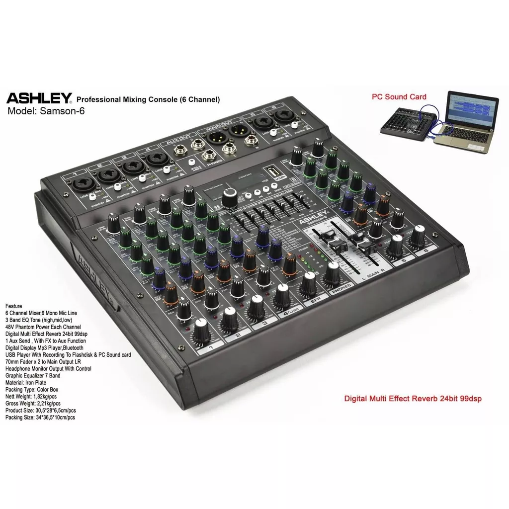 MIXER ASHLEY 6 CHANNEL SIPLah