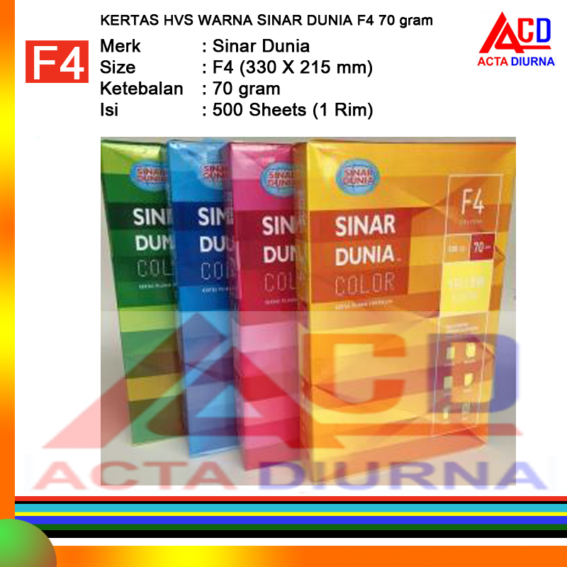 Kertas Hvs Sinar Dunia Warna F4 70 Gram Siplah