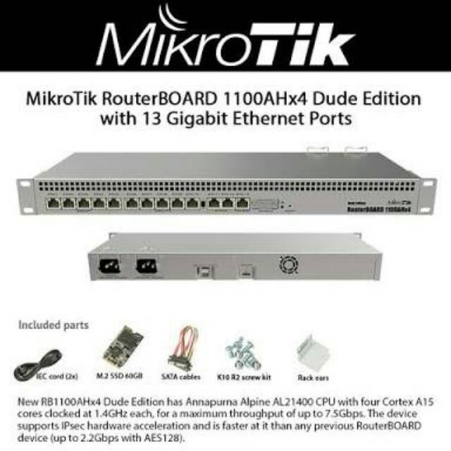 Router Mikrotik RB1100AHx4 Dude Edition 1U Rackmount SIPLah
