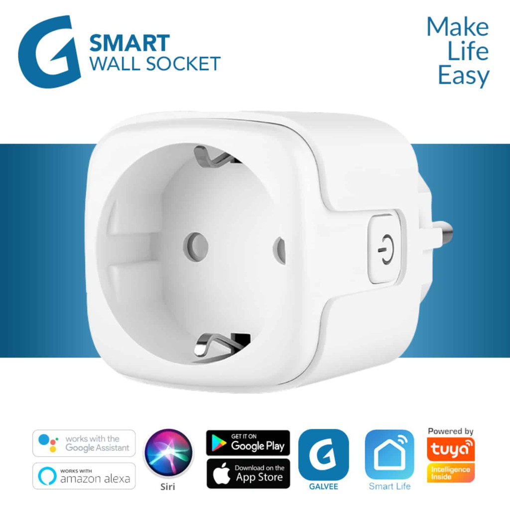 GALVEE Smart Wall Socket Plug 16A With Power Monitor/Stop Kontak Wifi ...