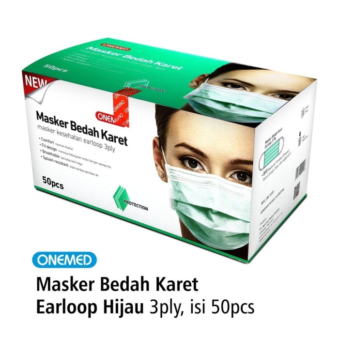 MASKER KARET MEDIS ONEMED BOX ISI 50LBR EARLOP / SATUAN BOX | SIPLah