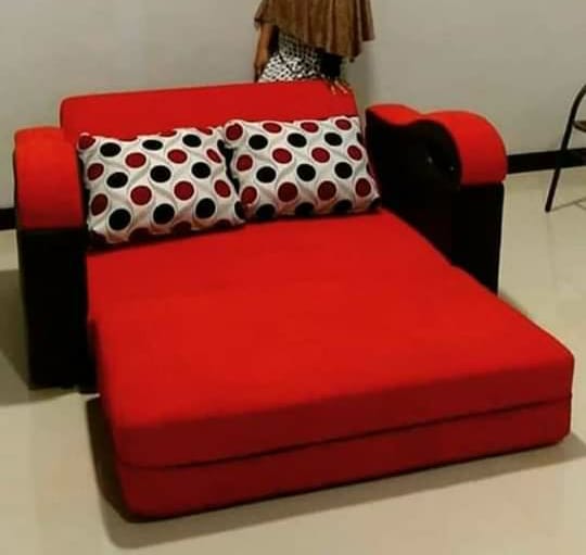 sofa bed reclining merah hitam SIPLah