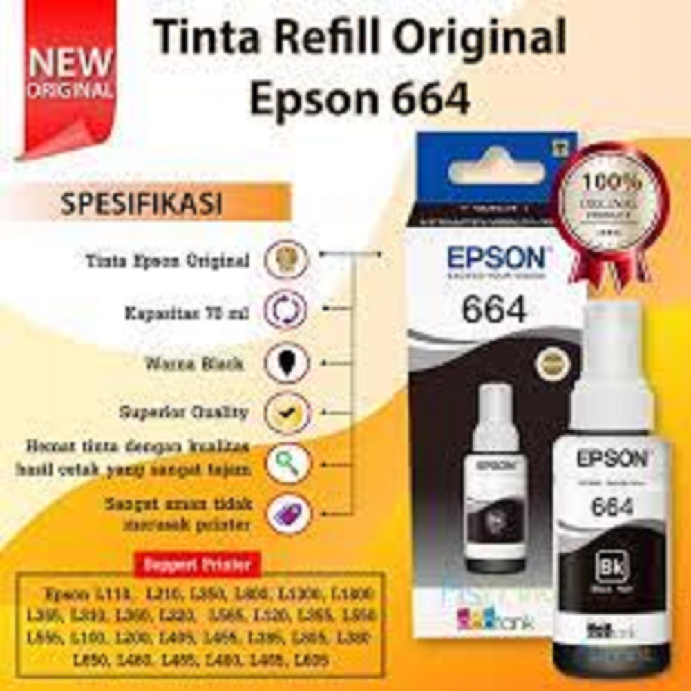 Refill Tinta Epson 664 Black Siplah 1637