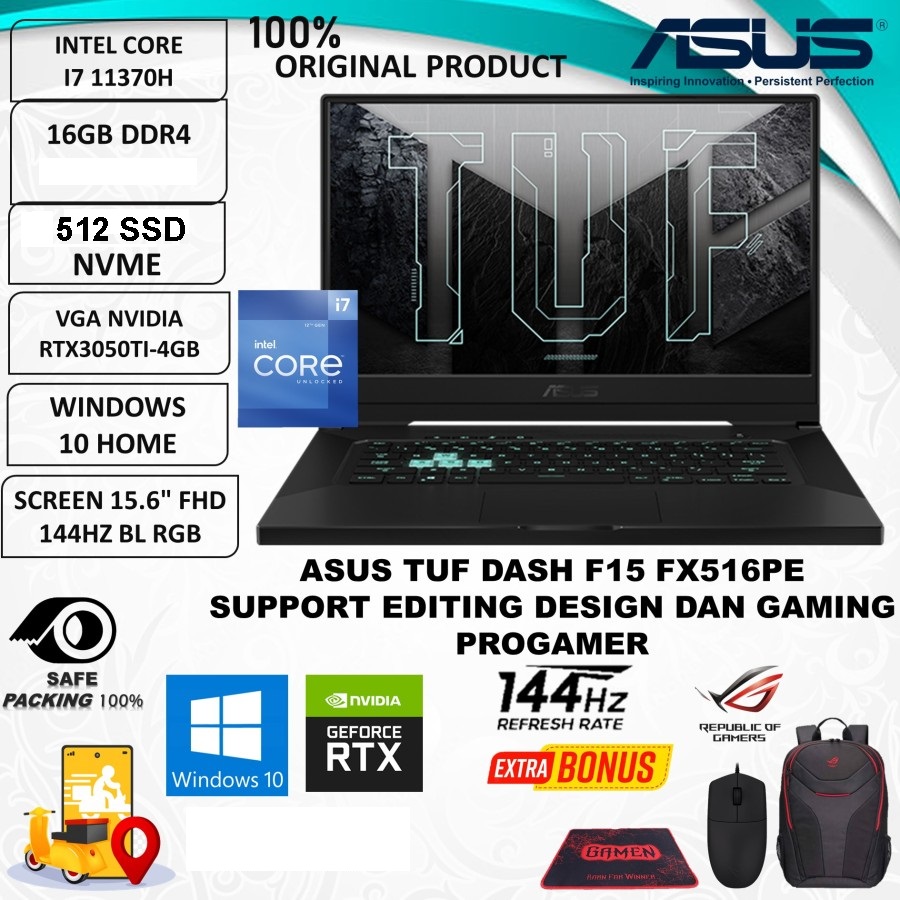 LAPTOP ASUS TUF DASH GAMING FX516PE I7 11370H | SIPLah