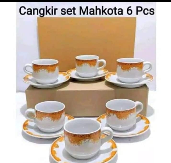 Cangkir Set Motif Mahkota Isi 6 Pasang Siplah 3888