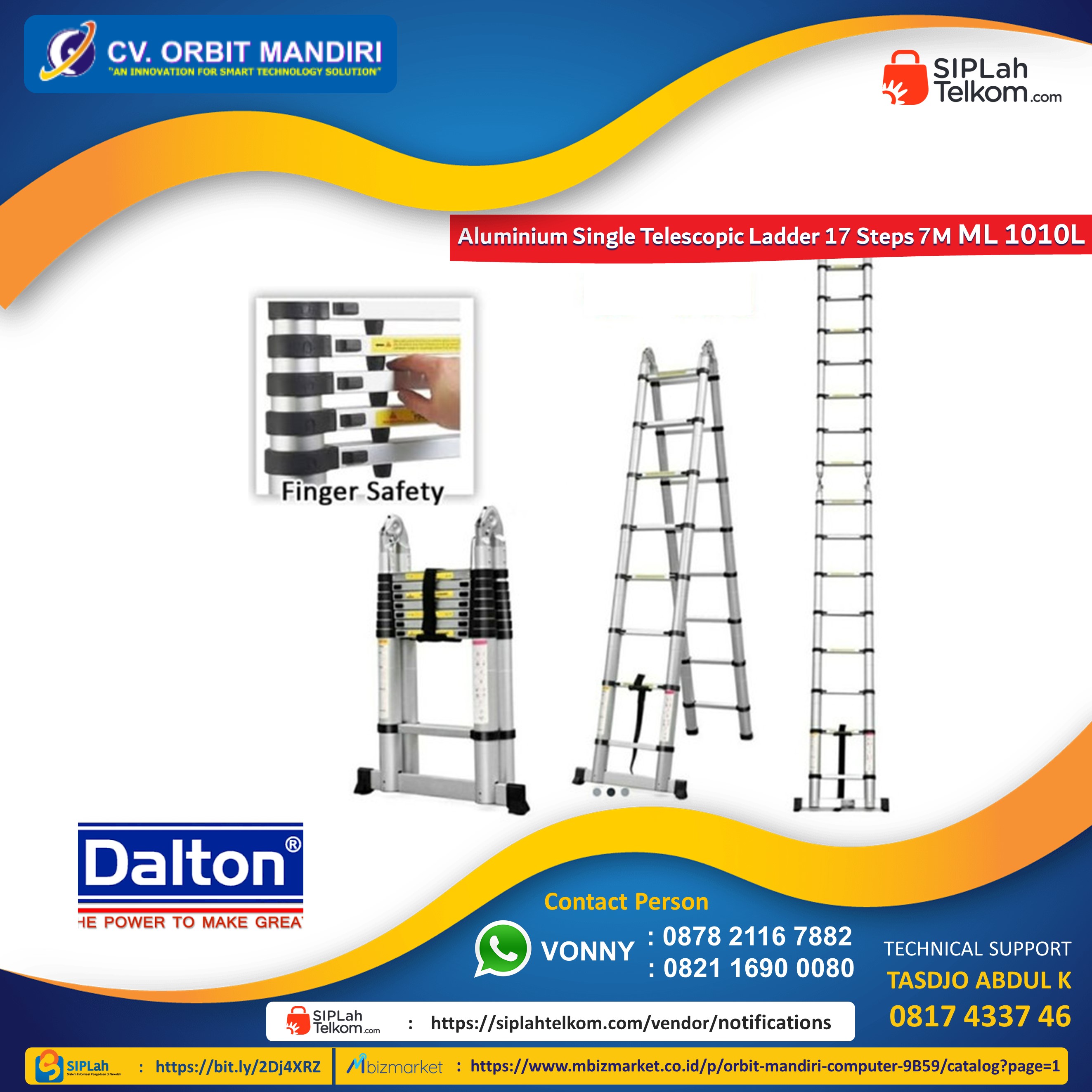 dalton-ml-1010l-aluminium-single-telescopic-ladder-17-steps-7m-siplah