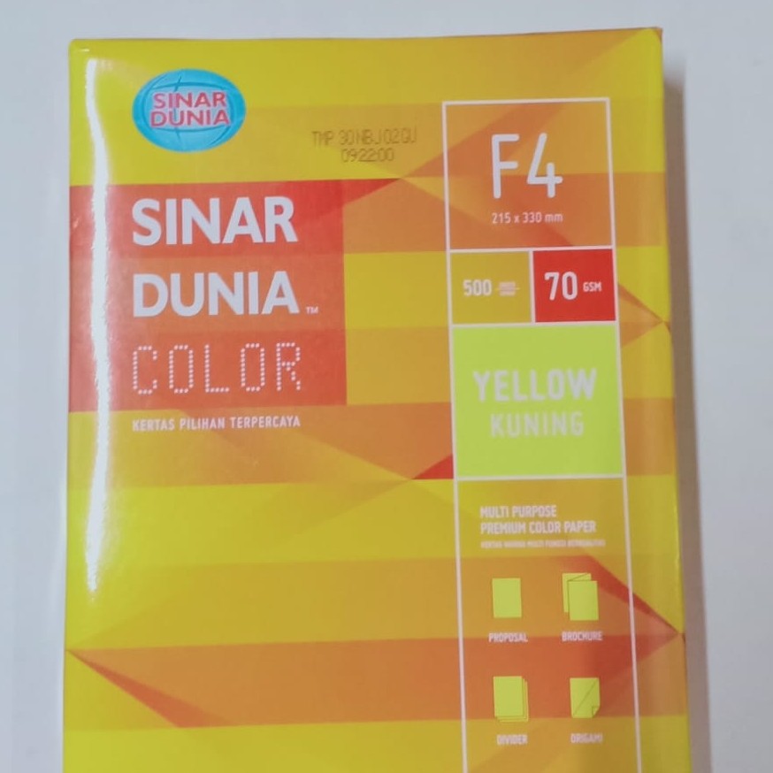 Kertas Sinar Dunia Sidu Color Hvs Paper Sidu F4 70gr Siplah