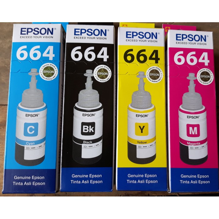 Tinta Epson 664 L120l130l360l485l565l1300 Black Cyan Magenta Yellow 1 Botol Siplah 1868