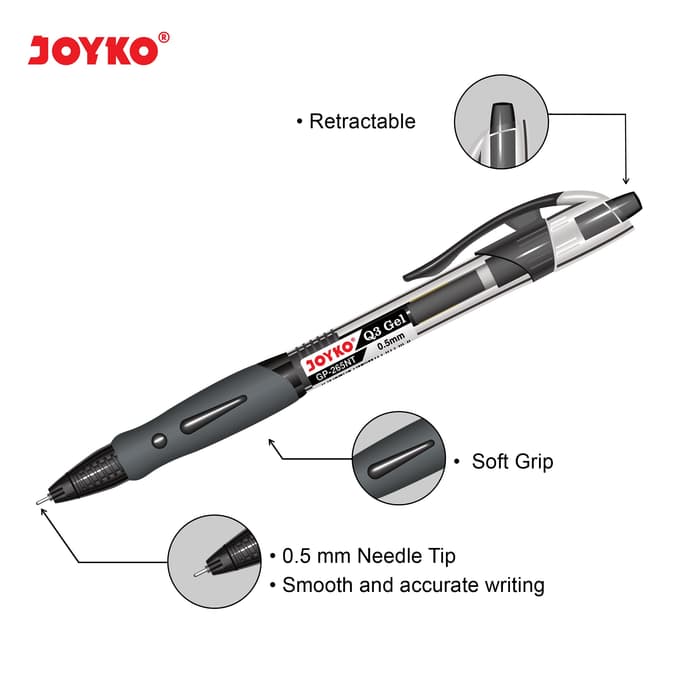 Gel Pen / Pulpen / Pena Joyko GP265NT / Black / Q3 Gel / 0.5 mm SIPLah